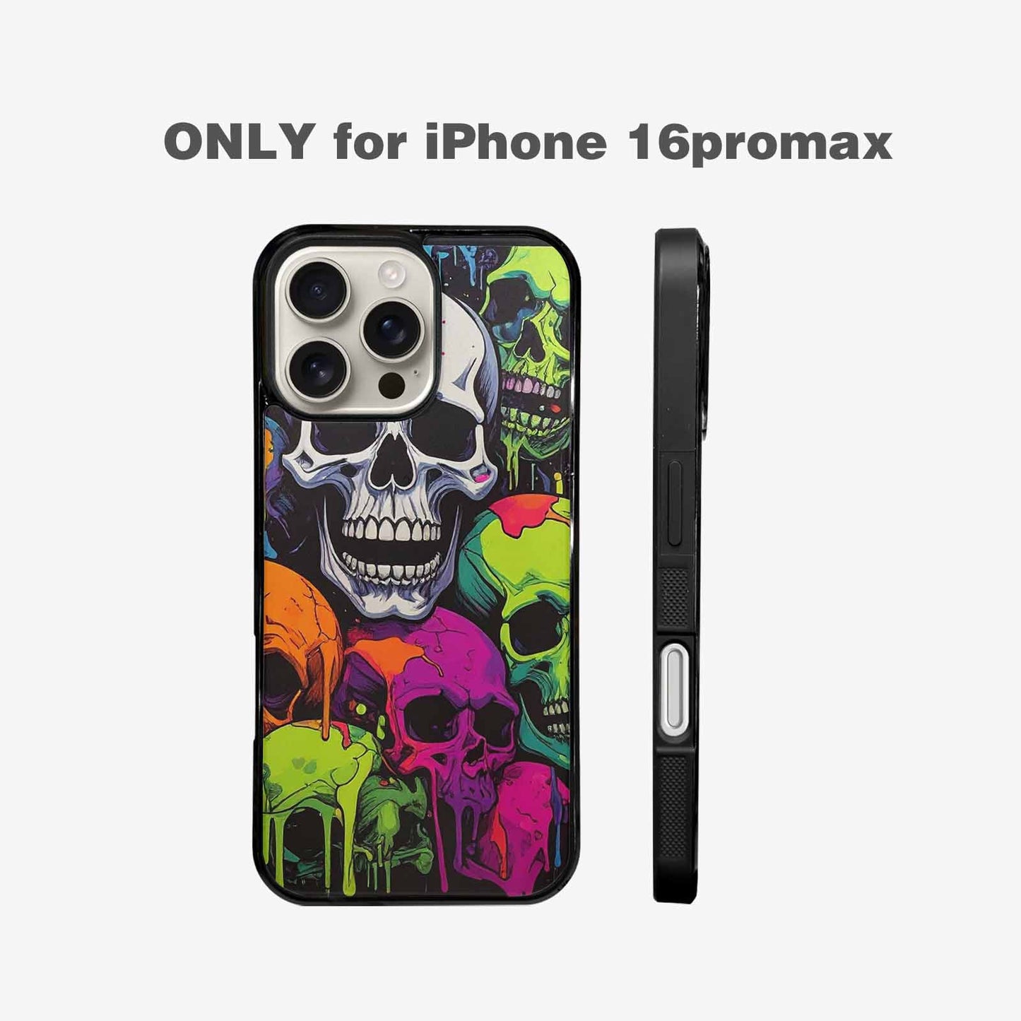 iPhone 16 Pro Max Case — Vibrant Camo 1000\'s Of Skeletons Neon, Personalized Phone Case