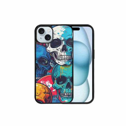 iPhone 15 Plus Case — Graffiti Skull Art Seamless Pattern Vibrant, Personalized Phone Case