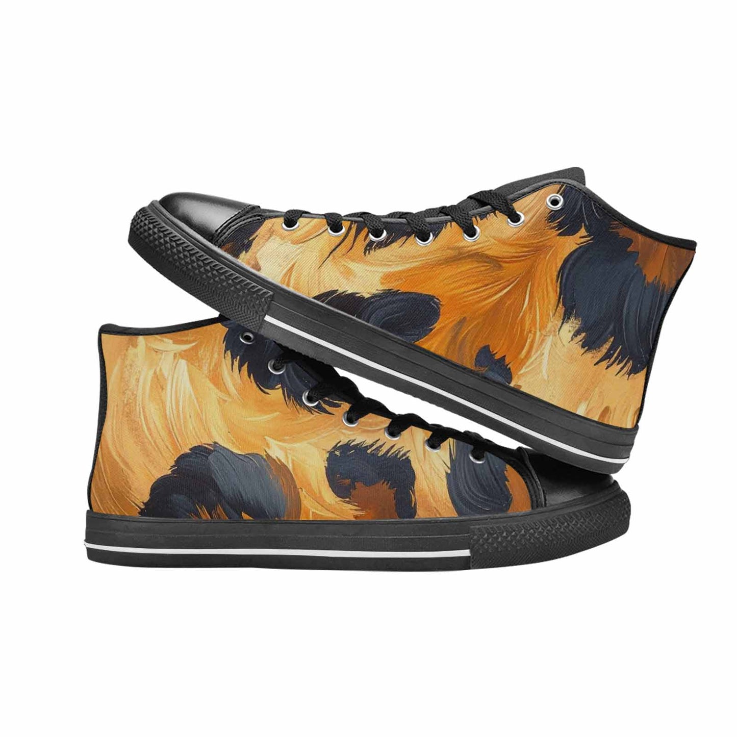 MEN'S Leopard Soft Airbrush Gradient High Top Canvas Wallpaper Art Shoes