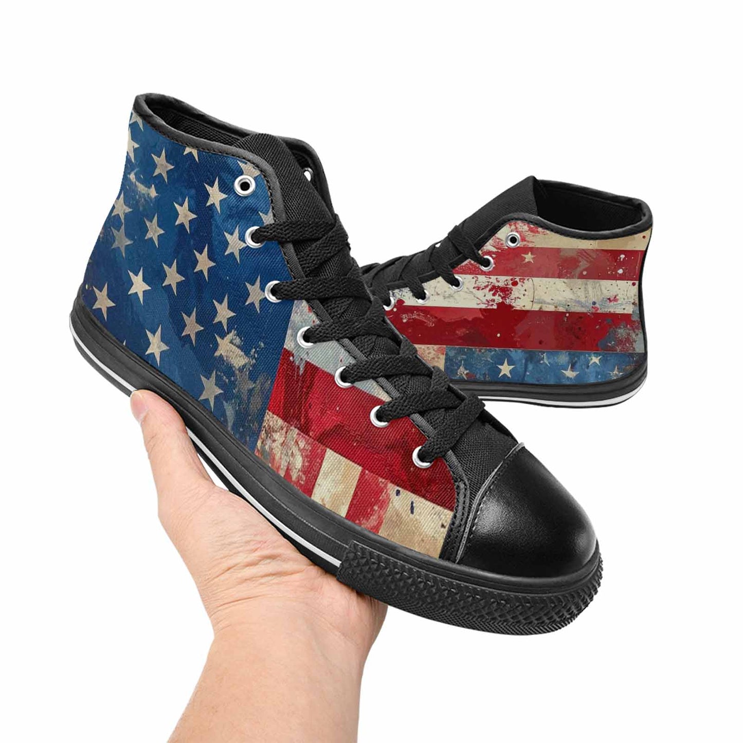 MEN'S American Flag Stars High Top Canvas Dark Academia Shoes
