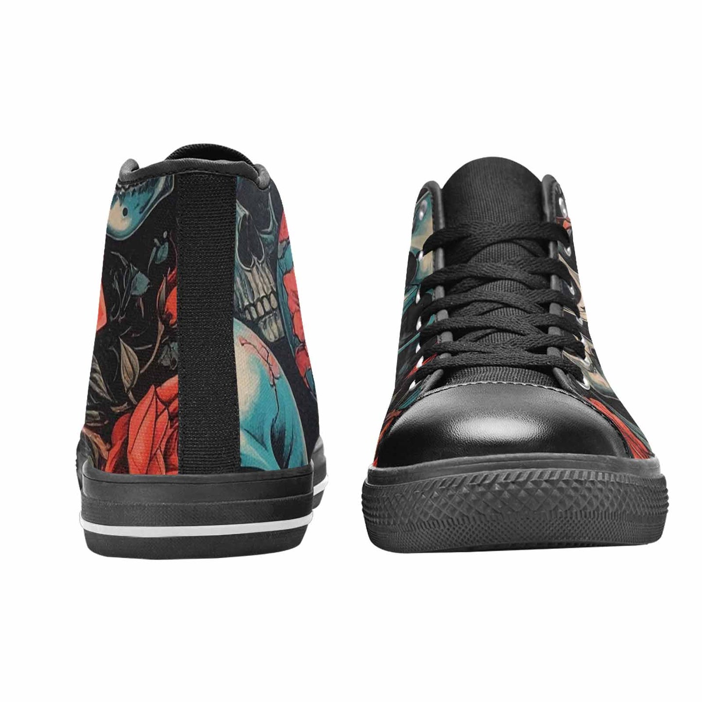 WOMEN'S Skulls Roses Biker Tattoo High Top Canvas Y2K Custom Shoes