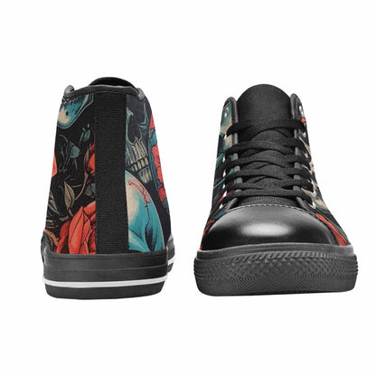 WOMEN'S Skulls Roses Biker Tattoo High Top Canvas Y2K Custom Shoes