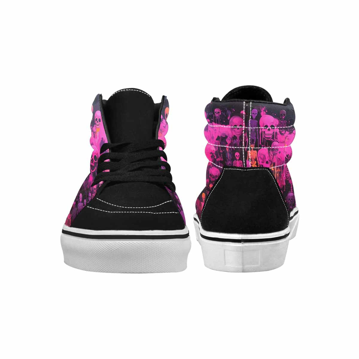 MEN'S Skeletons  Neon Pink High Top Canvas Vivid Custom Sneakers
