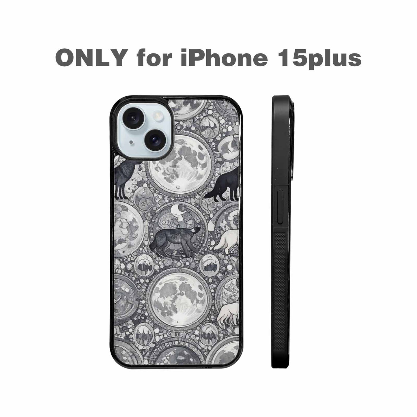 iPhone 15 Plus Case — Wolves Everywhere Collage Overlap Small Wolf, Custom Print Case Cover