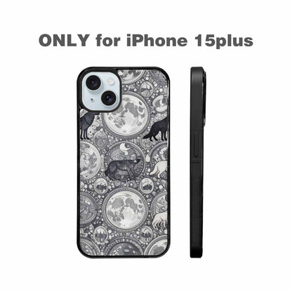 iPhone 15 Plus Case — Wolves Everywhere Collage Overlap Small Wolf, Custom Print Case Cover