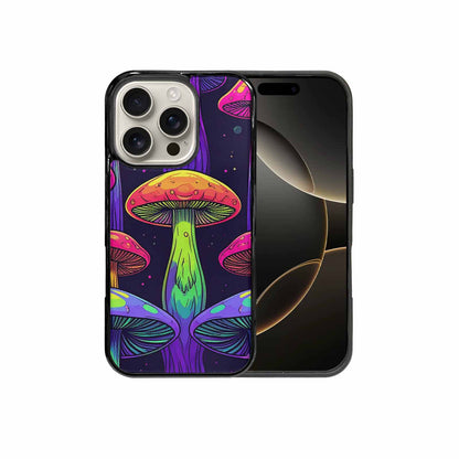 iPhone 16 Pro Case — Psychedelic Mushroom Cartoon Pattern, Custom Art Phone Cover