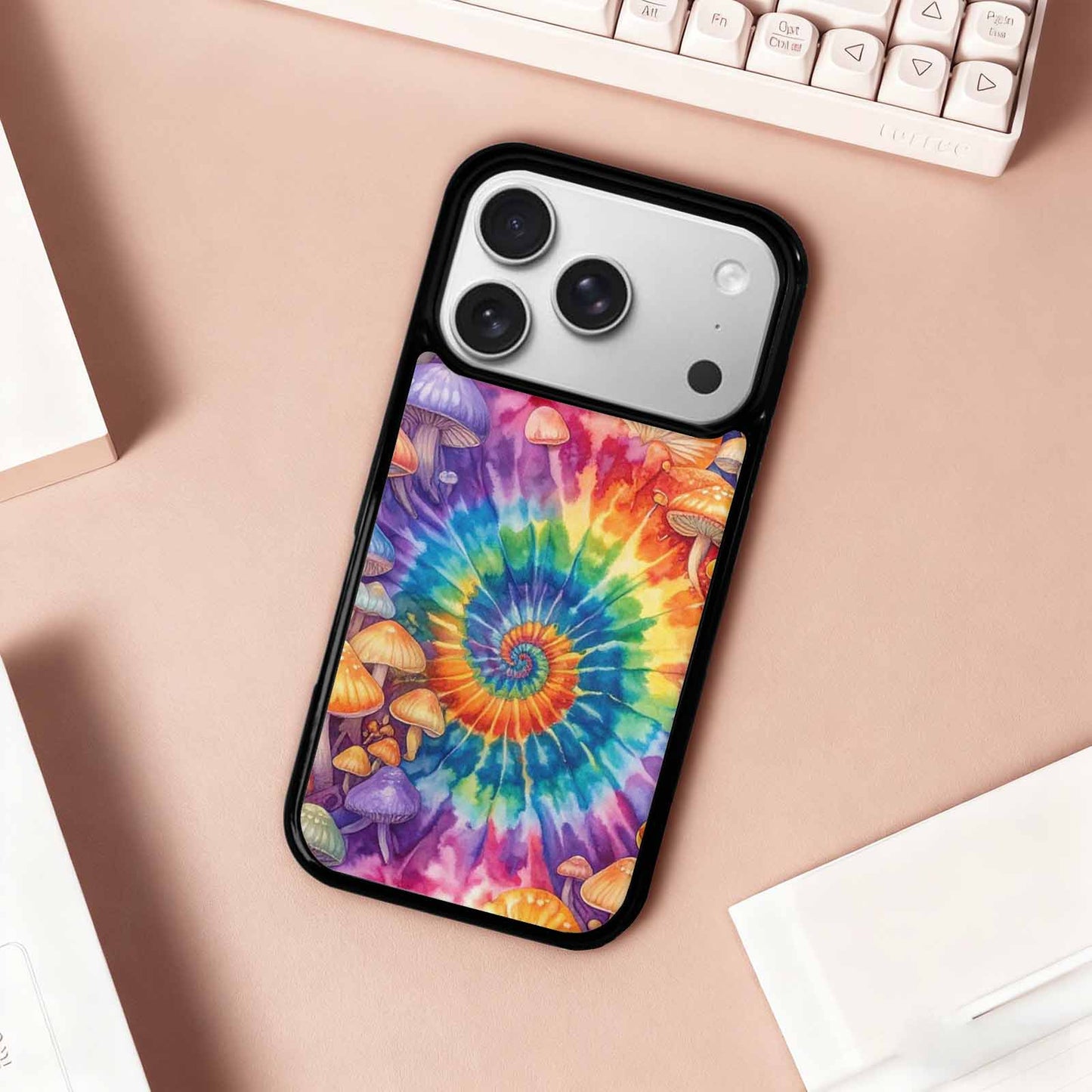 iPhone 17 Pro Case — Mushrooms Tie Dyemushrooms Pat Tkx Tie, Custom Print Case Cover