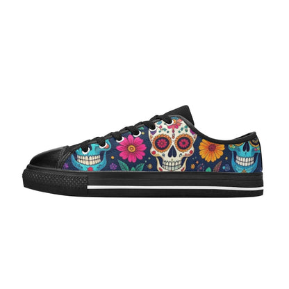 MEN'S Rainbow Sugar Skull Weave Low Top Canvas Grunge Shoes