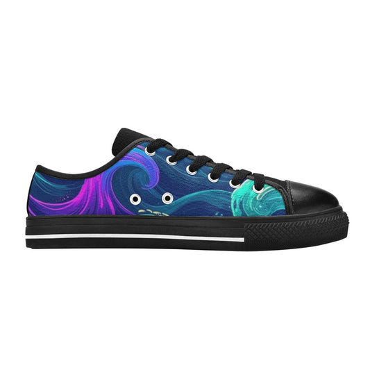 KIDS' Glowing Ocean Swirls Low Top Canvas Neon Fantasy Sneakers