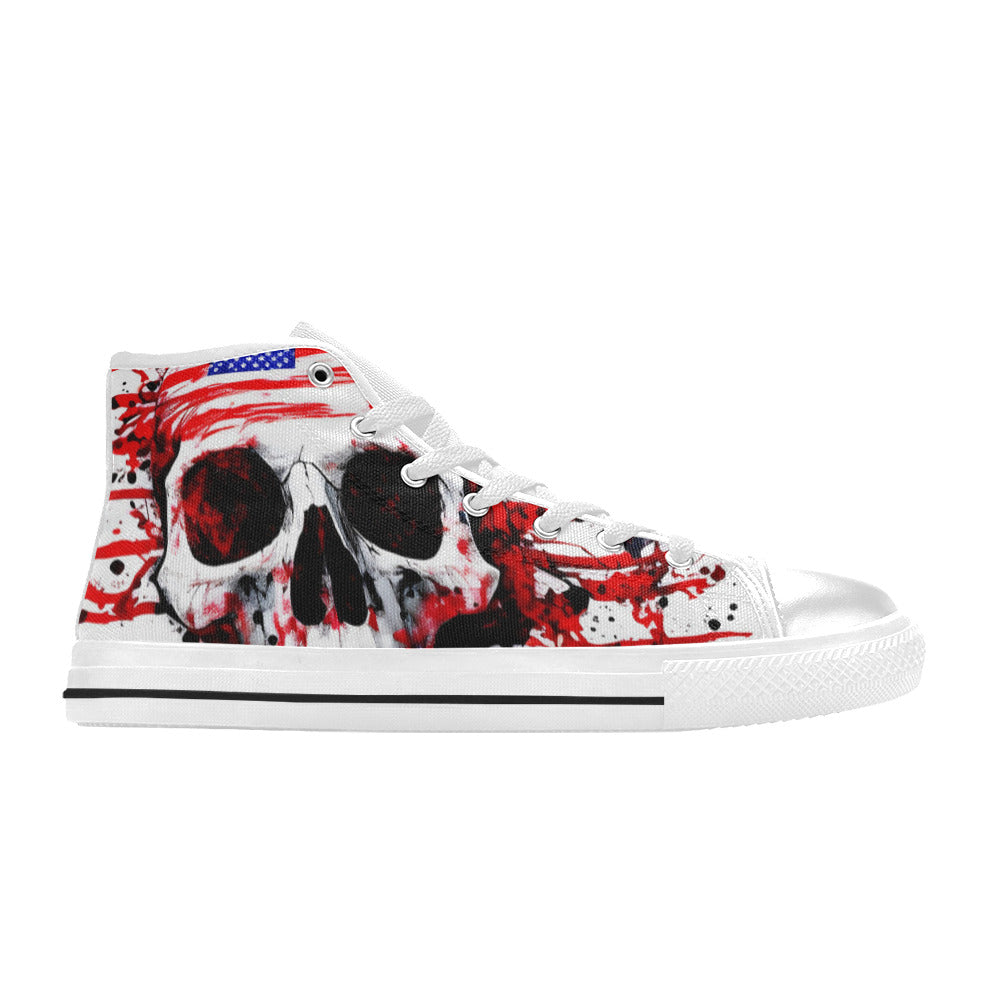 WOMEN'S Patriotic Splatter High Top Canvas Dark Academia Custom Sneakers