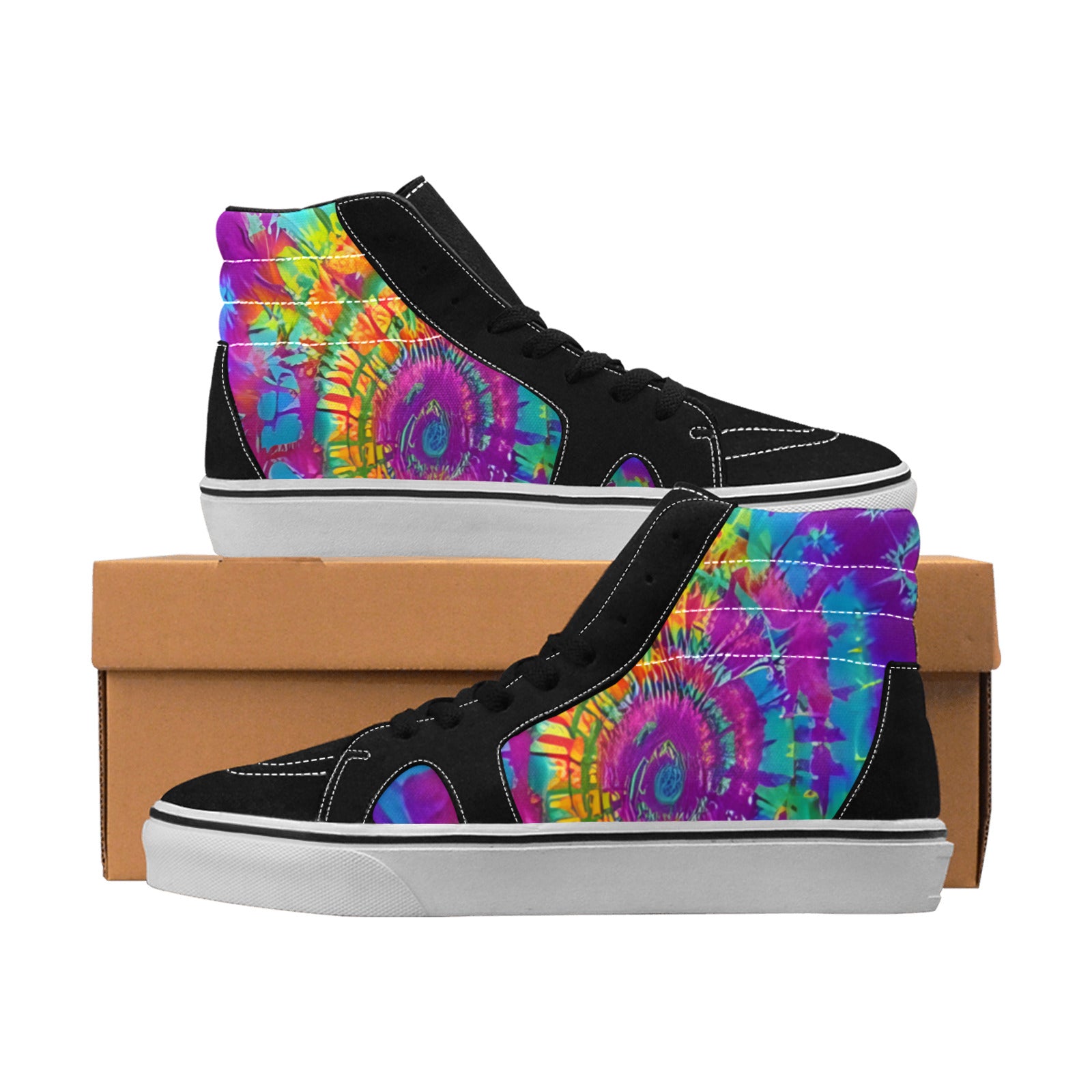 MEN'S Tie Dye Art High Top Skateboarding Dark Academia Custom Shoes