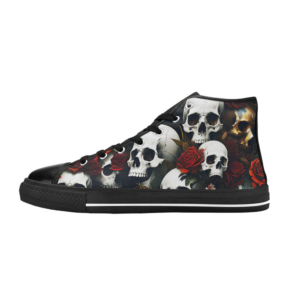 MEN'S Rose Skulls Dark 6 High Top Canvas Vivid Sneakers