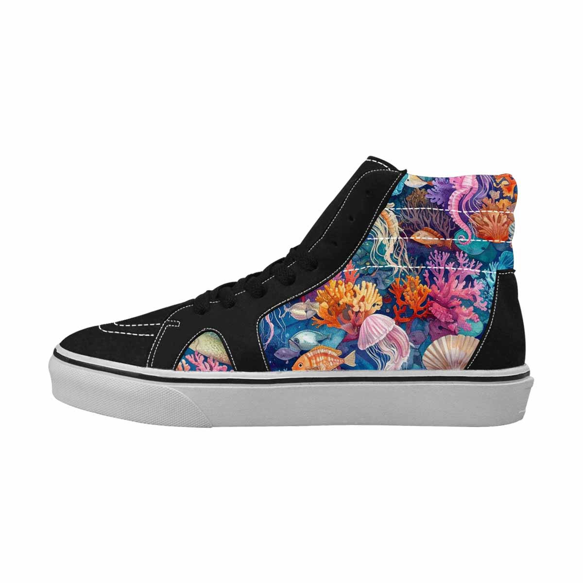 WOMEN'S Fish Scale Coral High Top Canvas Cottagecore Sneakers