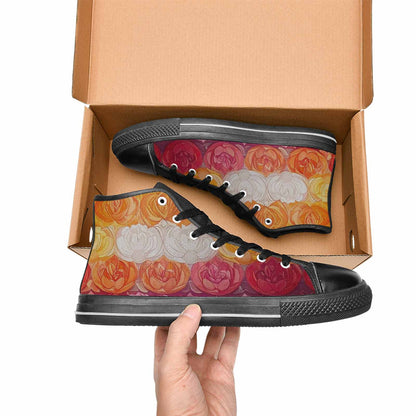 MEN'S Lesbian Flag Color High Top Canvas Wallpaper Art Custom Sneakers