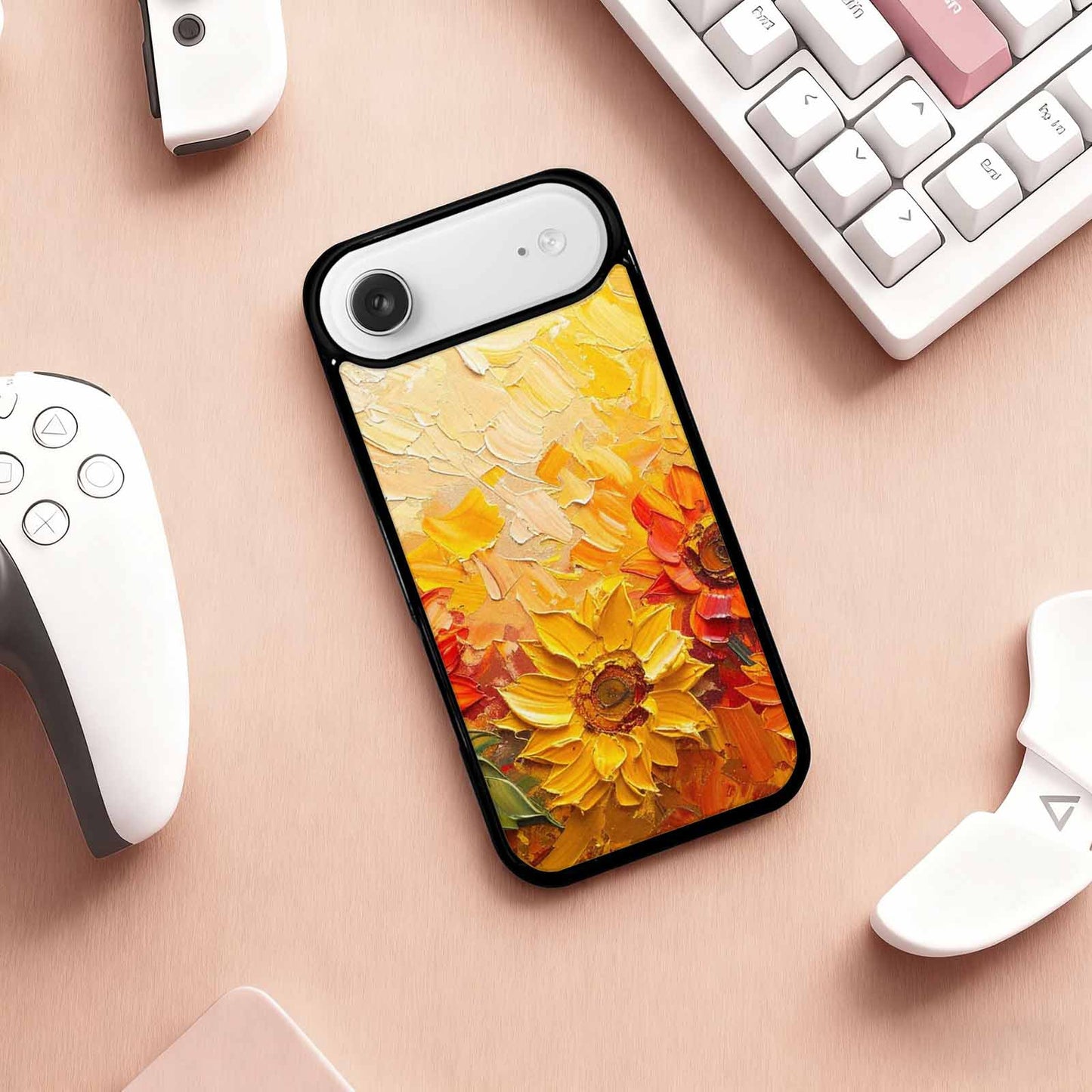 iPhone 17 Air Case — Impressionist Sunflower Brushstroke Pattern Hundreds Floral, Custom Phone Case
