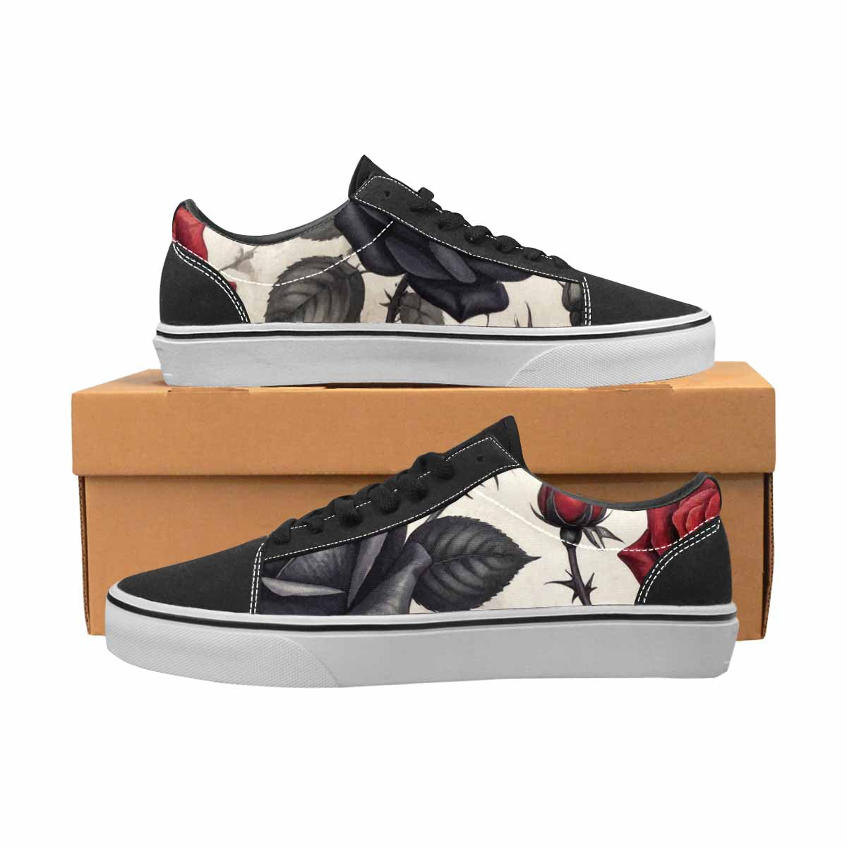 MEN'S Black Gothic Rose Canvas Lace-Up Y2K Shoes