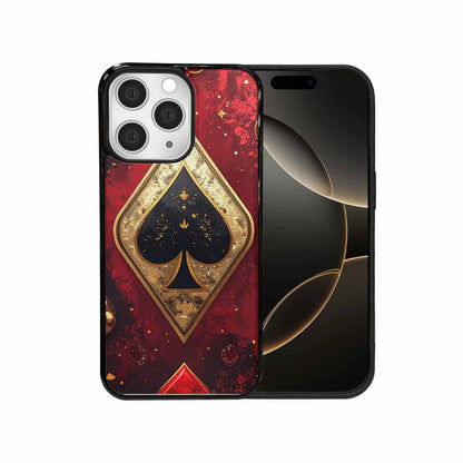 iPhone 15 Pro Max Case — Playing Card Suits Pattern Poker Chips, Unique Phone Case Design