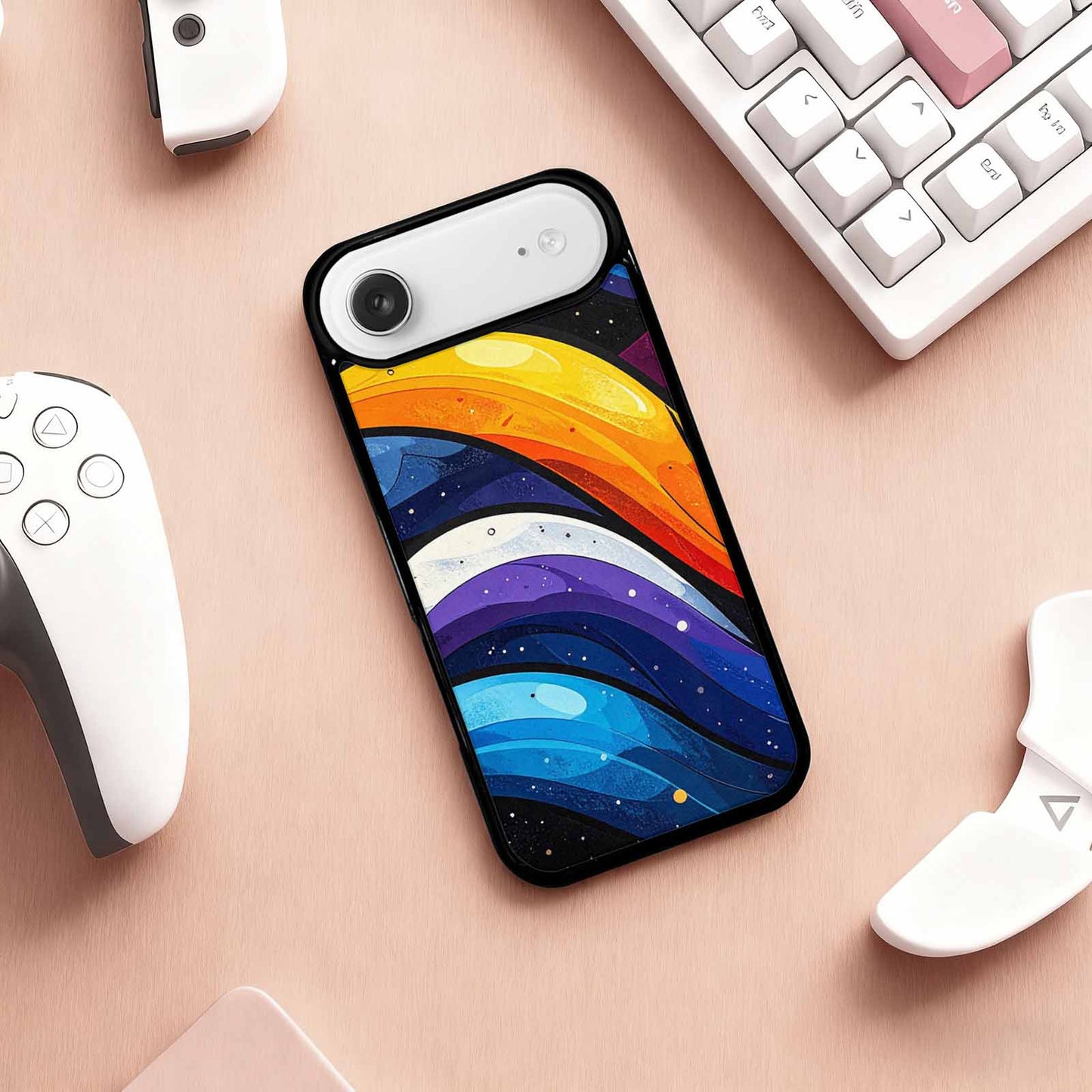 iPhone 17 Air Case — Glossy Winter Wave Seamless Cartoon Cute, Custom Printed Phone Case