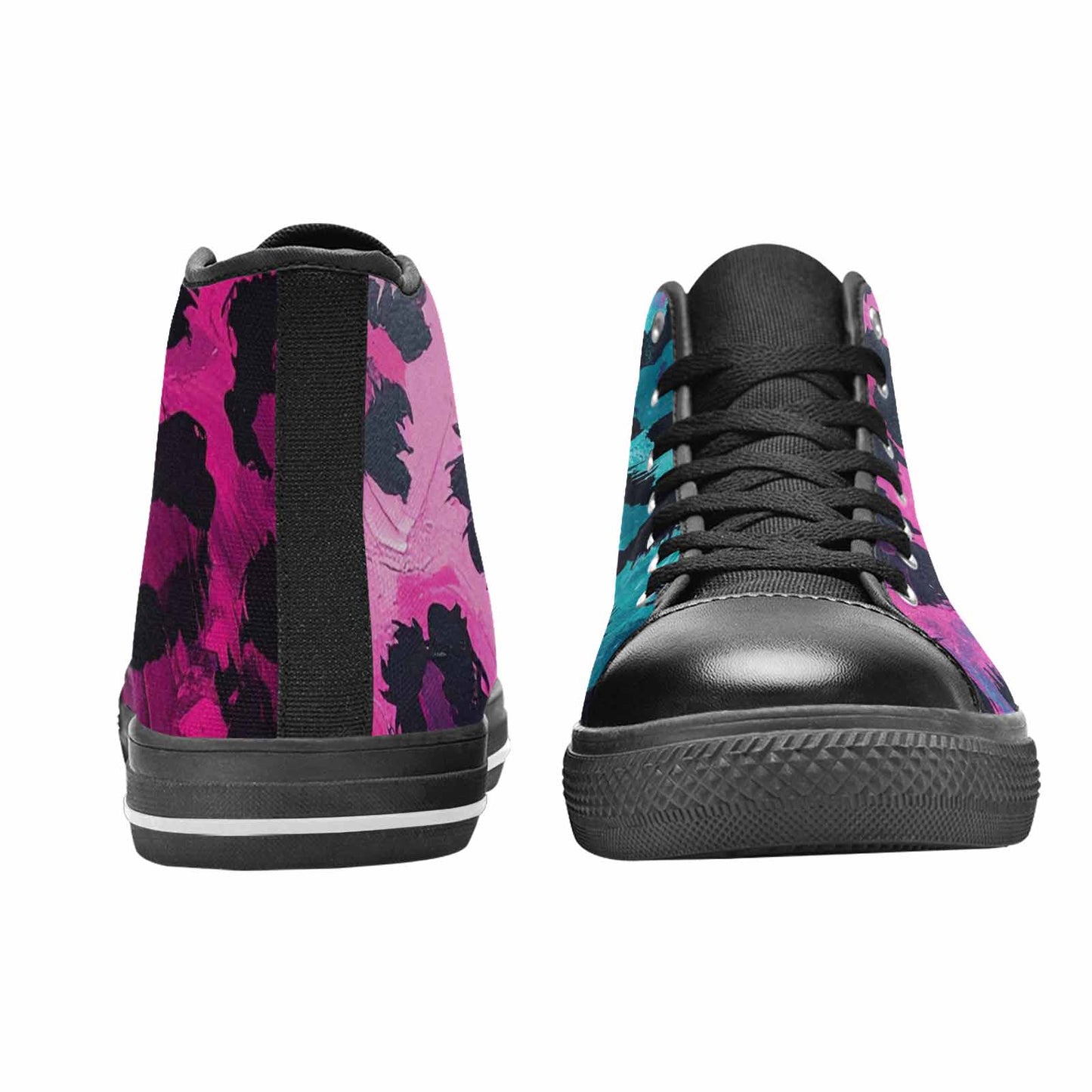 MEN'S Leopard Neon Pink Teal Airbrush High Top Canvas Y2K Custom Sneakers