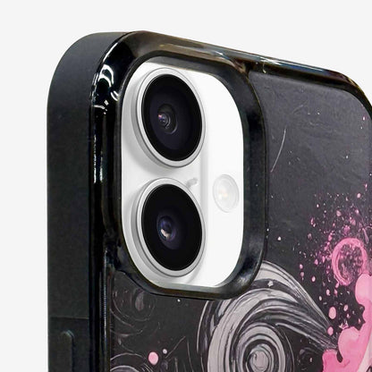 iPhone 16 Plus Case — Van Gogh Swirl Black Pink Ink, Customized Protective Case