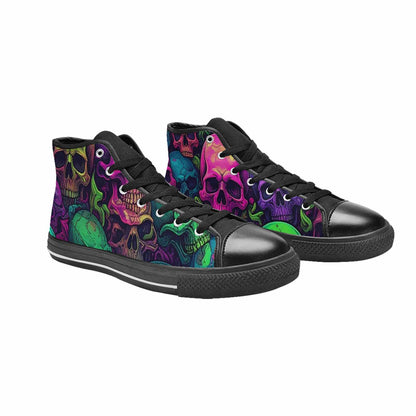 WOMEN'S Skulls - Neon High Top Canvas Wallpaper Art Shoes