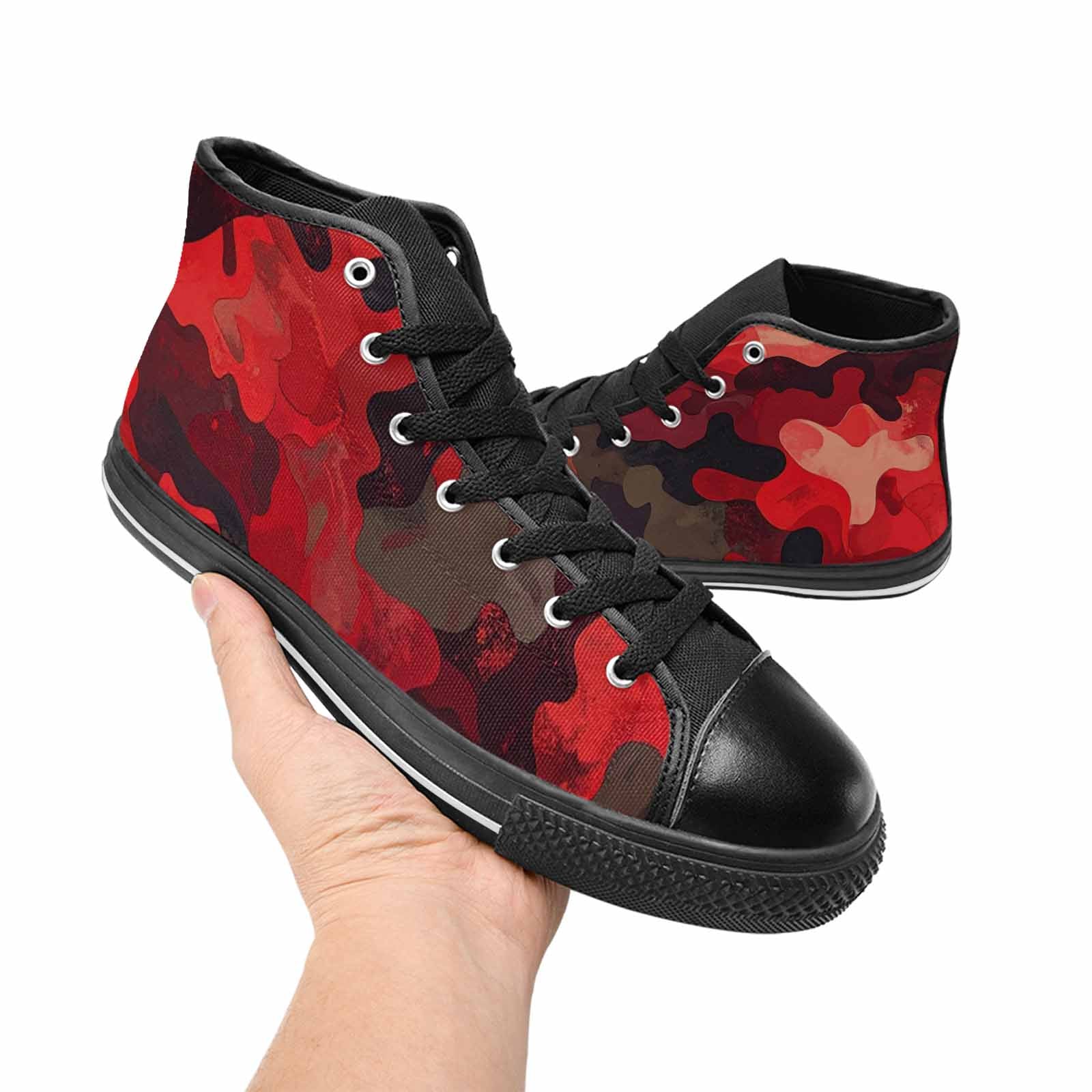 WOMEN'S Military Camouflage Blotch High Top Canvas Vibrant Chaos Custom Shoes