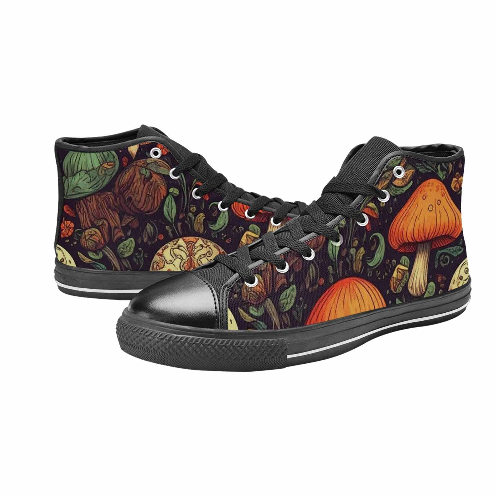 MEN'S Mushrooms And Skulls High Top Canvas Grunge Custom Shoes