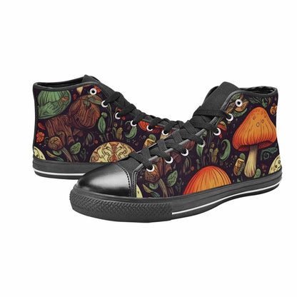 MEN'S Mushrooms And Skulls High Top Canvas Grunge Custom Shoes