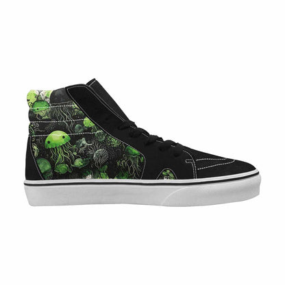 WOMEN'S Sea Creatures Black & Green Ink High Top Canvas Graphic Print Vivid Custom Streetwear Shoes