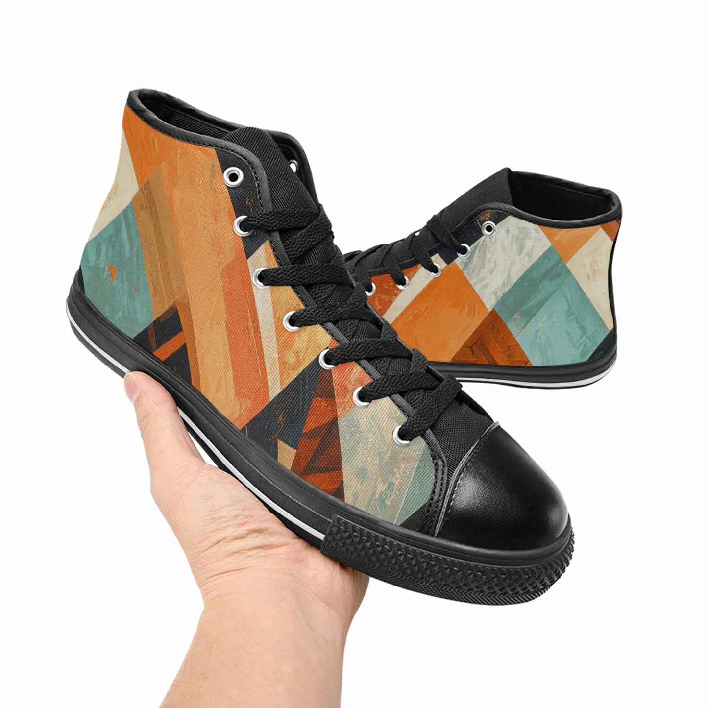 MEN'S Southwestern Geometric Diamond High Top Canvas Cottagecore Custom Shoes