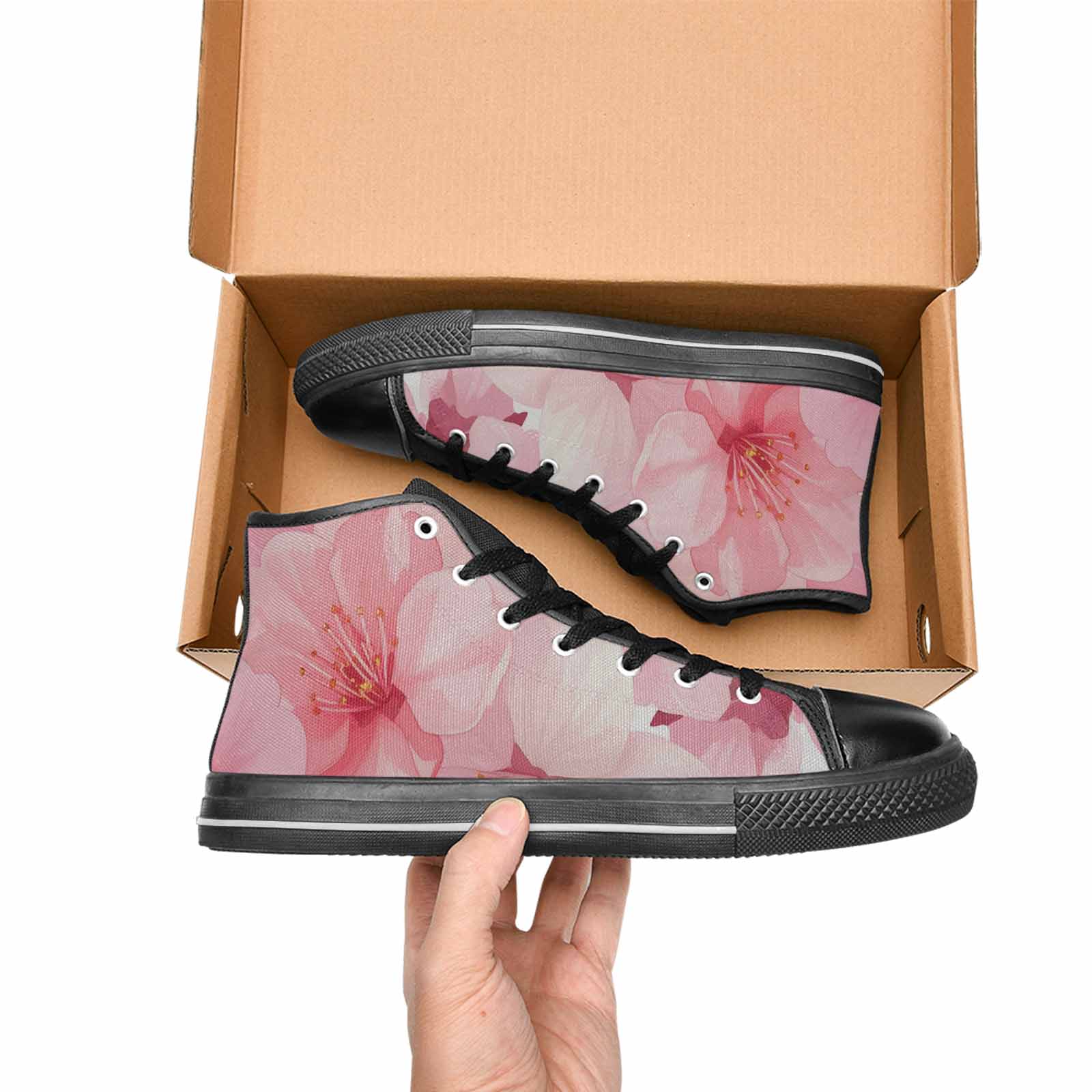 MEN'S Japanese Cherry Blossom High Top Canvas Cottagecore Shoes