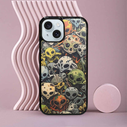 iPhone 15 Case — Aliens Camo Aliens Pattern Hundreds Of, Custom Designed Case Cover