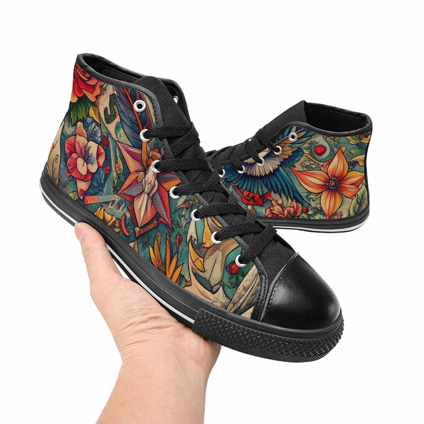 MEN'S Old School Tattoo High Top Canvas Cottagecore Custom Shoes
