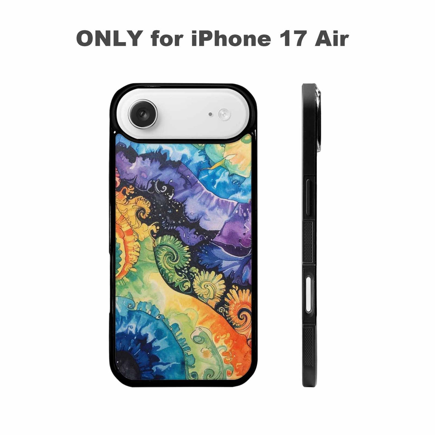 iPhone 17 Air Case — Black Blue Ink Tie Dye Tie, Custom Phone Case