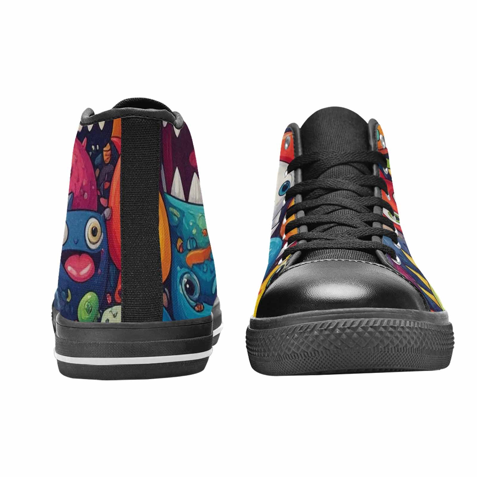WOMEN'S Cartoon Monster Character High Top Canvas Wallpaper Art Custom Sneakers