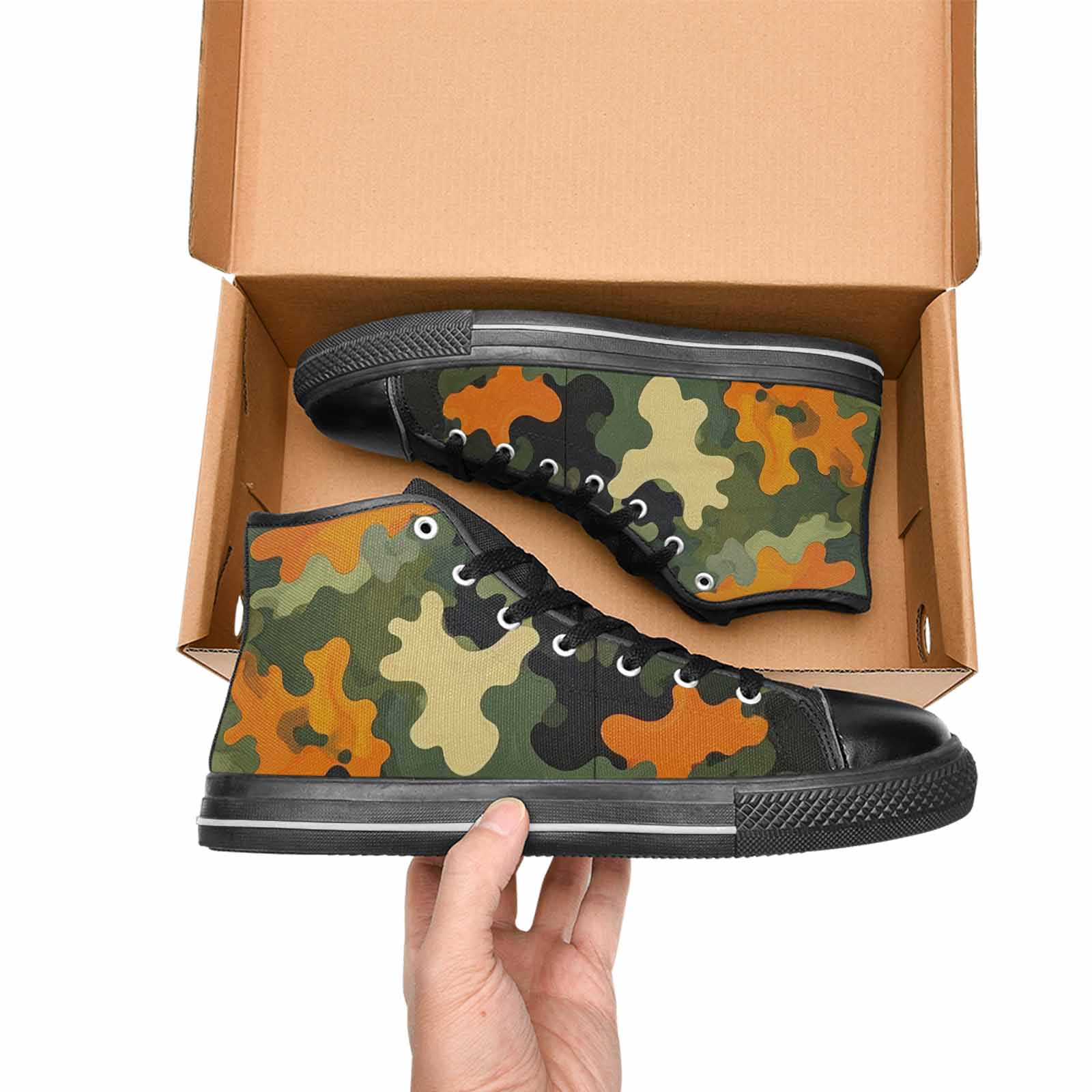 WOMEN'S Military Camouflage Blotch High Top Canvas Y2K Custom Sneakers