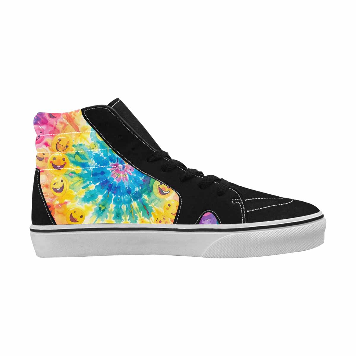 MEN'S Smiley Facessmiley Faces  High Top Canvas Vibrant Chaos Sneakers