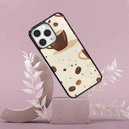 iPhone 15 Pro Max Case — Coffee Cup And Bean Pattern Seamless, Customized Protective Case