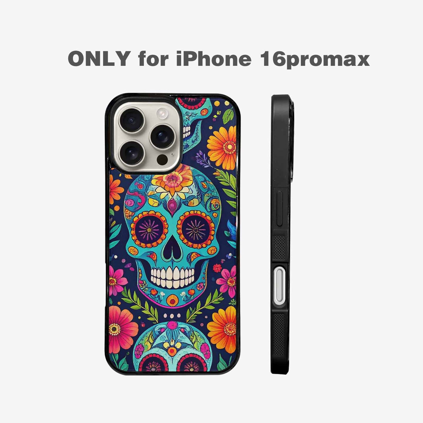 iPhone 16 Pro Max Case — Rainbow Sugar Skull Weave 3 Personalized, Custom Designed Case Cover