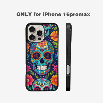 iPhone 16 Pro Max Case — Rainbow Sugar Skull Weave 3 Personalized, Custom Designed Case Cover