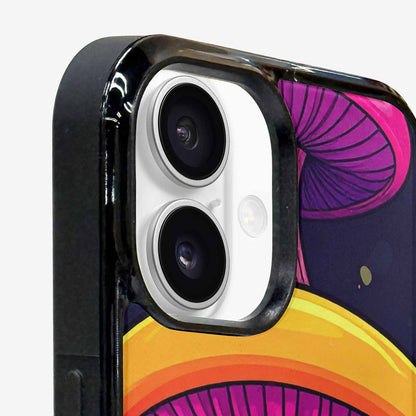 iPhone 16 Case — Psychedelic Mushroom Cartoon Pattern, Unique Phone Case Design