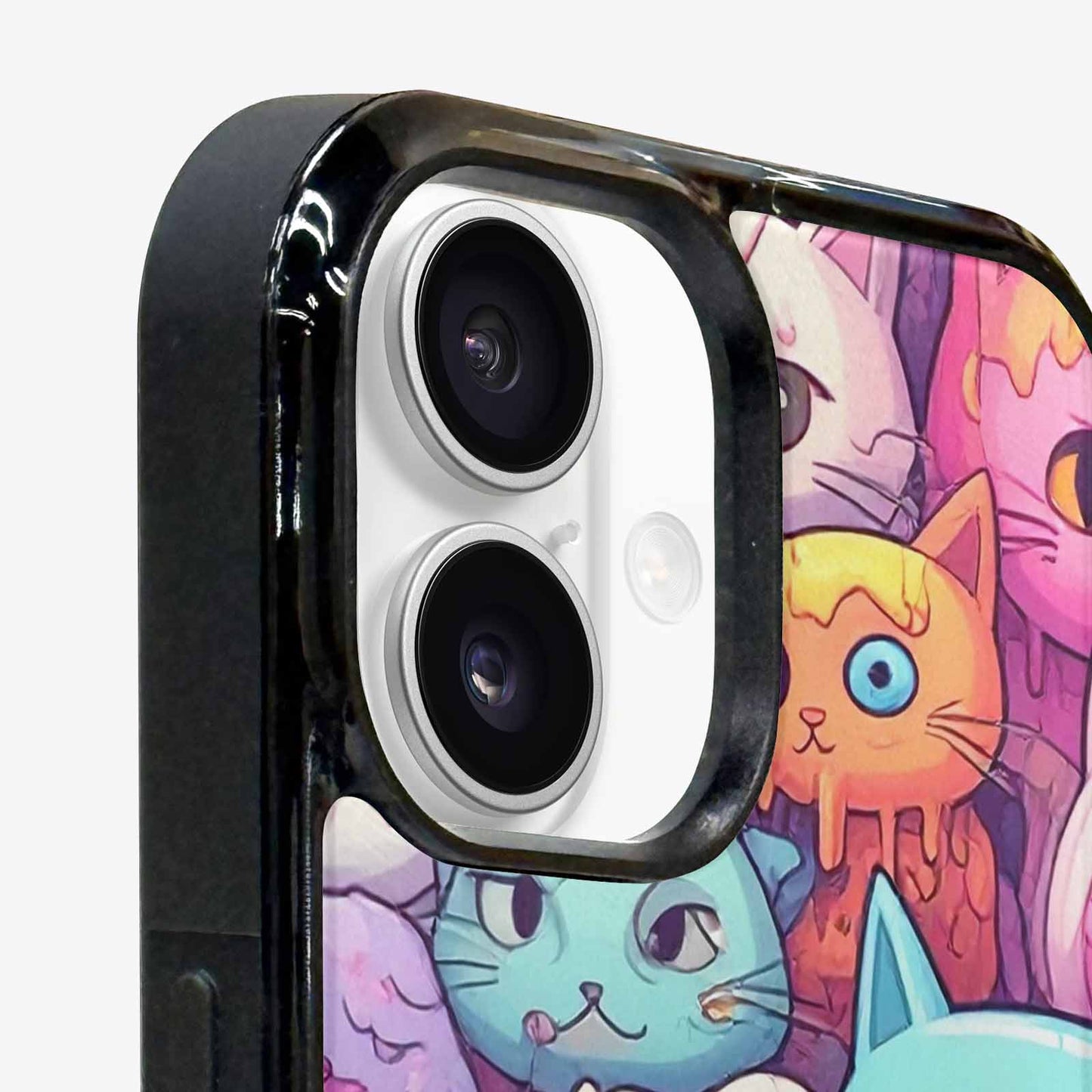 iPhone 16 Case — Pastel Gore Cat Character Pattern Hundreds, Original Design Phone Case