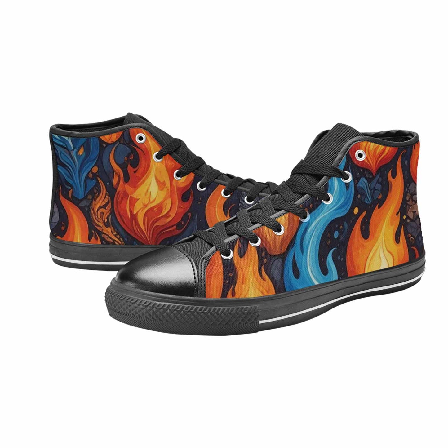 WOMEN'S Fire Flame High Top Canvas Cottagecore Sneakers