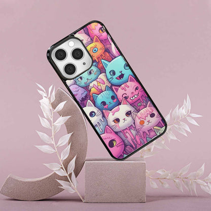 iPhone 15 Pro Max Case — Pastel Gore Cat Character Pattern Hundreds, Personalized Phone Case