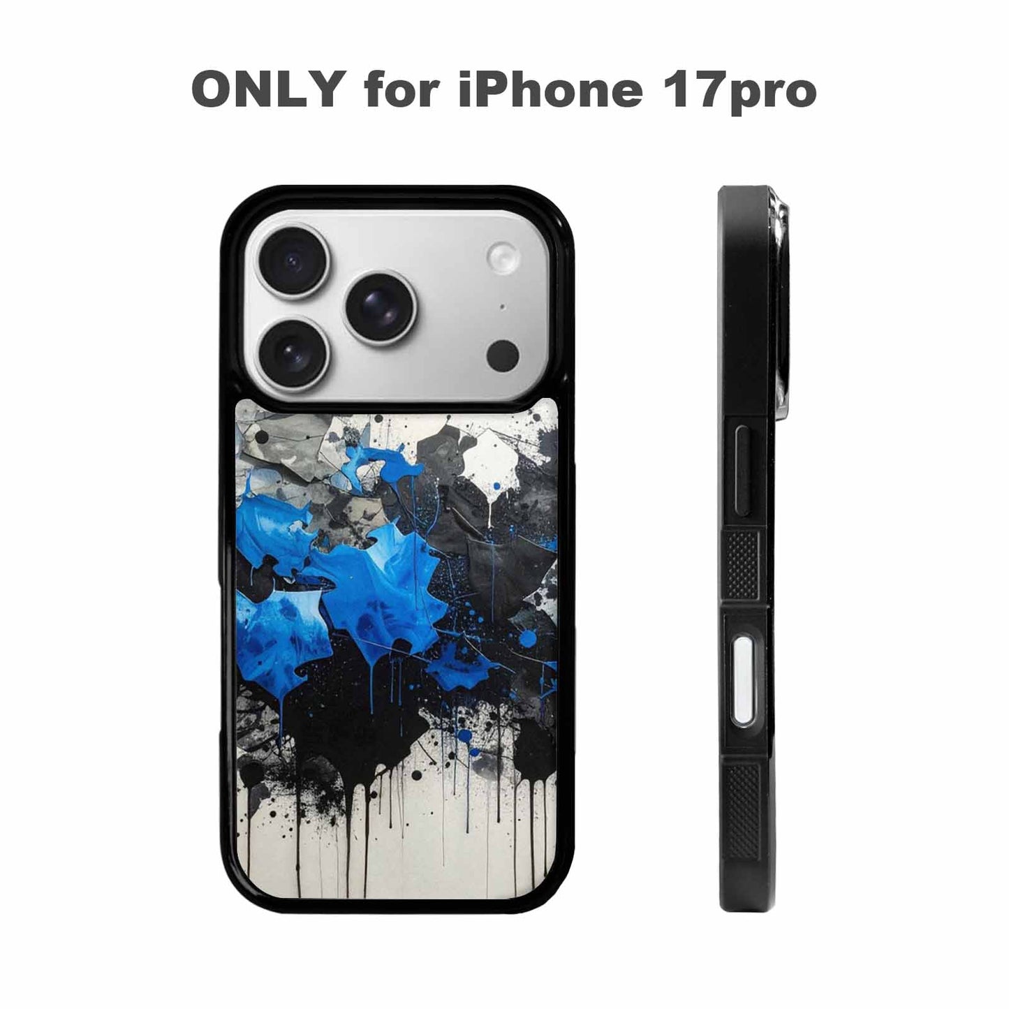 iPhone 17 Pro Case — Black Blue Ink Camo Patches Camo, Custom Print Case Cover