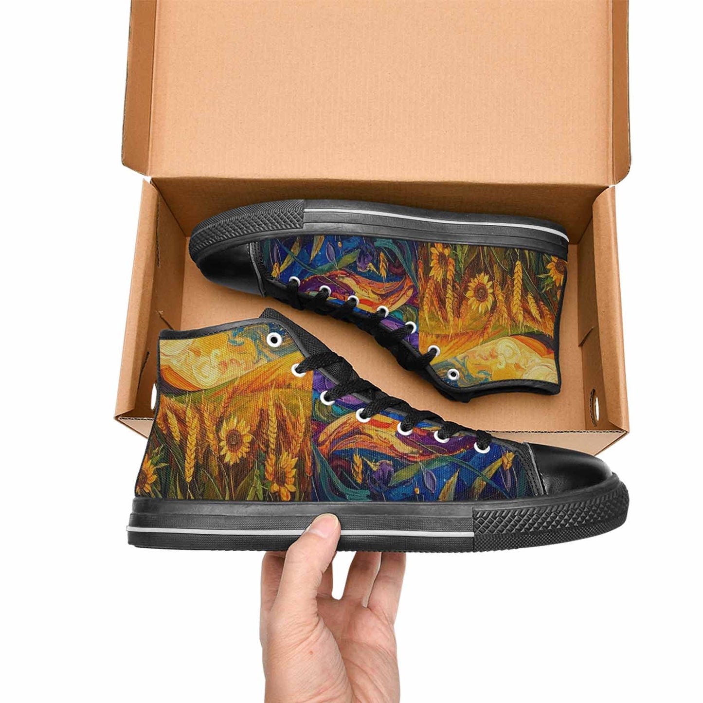 WOMEN'S Blend All Versions High Top Canvas Vibrant Chaos Custom Sneakers