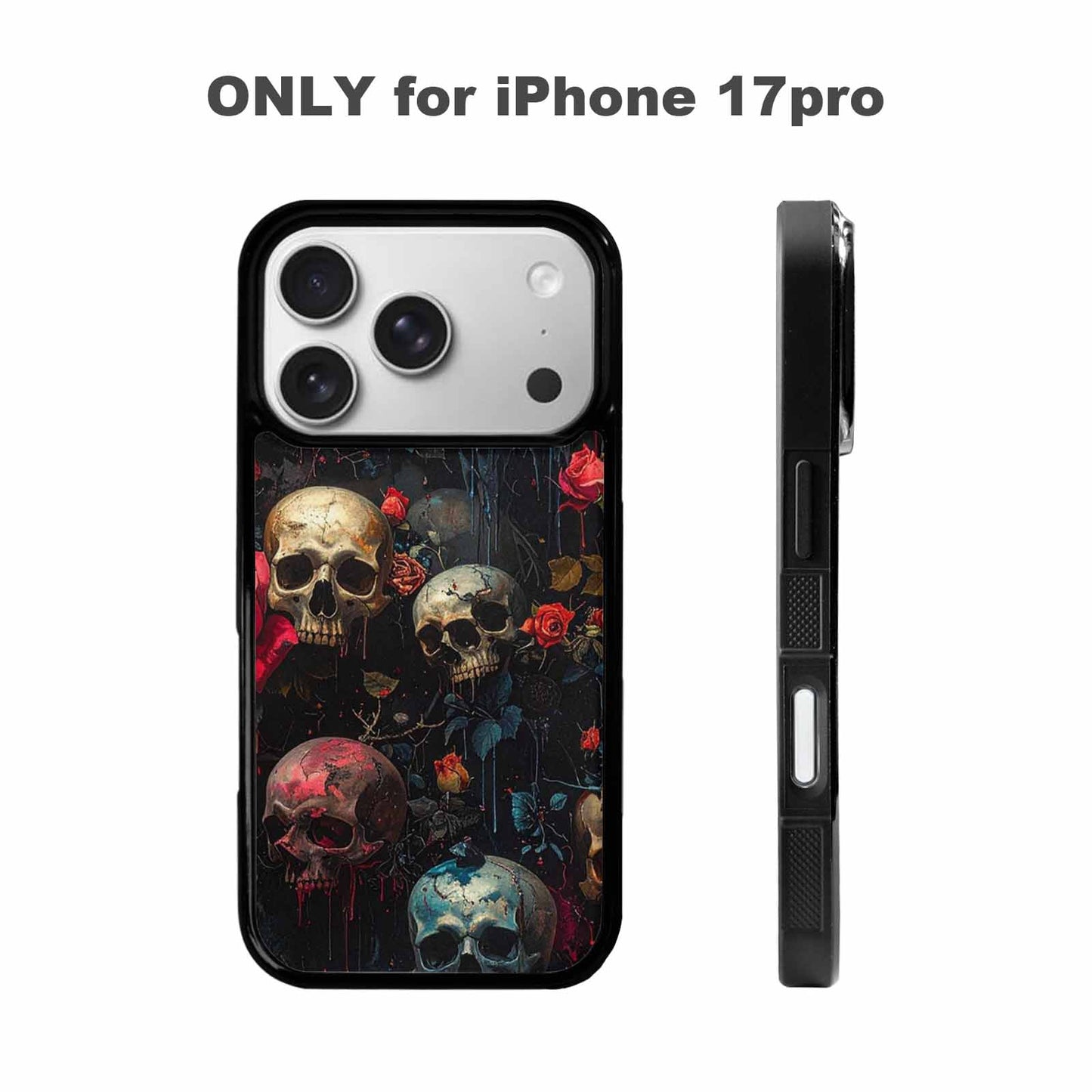 iPhone 17 Pro Case — Skulls And Rosesmelting Skulls A Gothic, Custom Phone Case