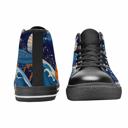 MEN'S Ocean Wave High Top Canvas Cottagecore Custom Shoes