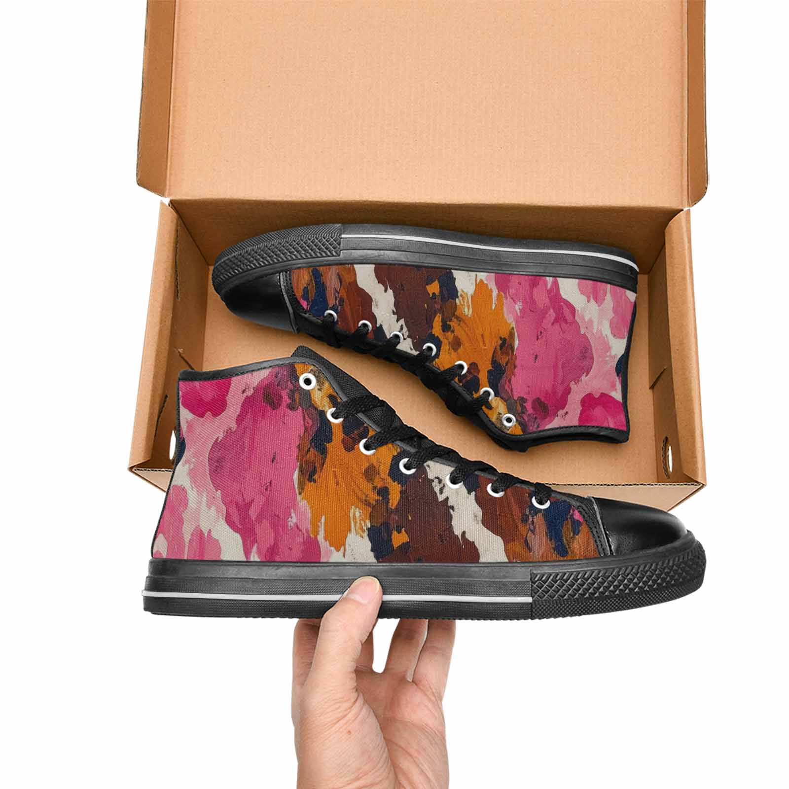 MEN'S Cow Animal Print High Top Canvas Neon Fantasy Shoes