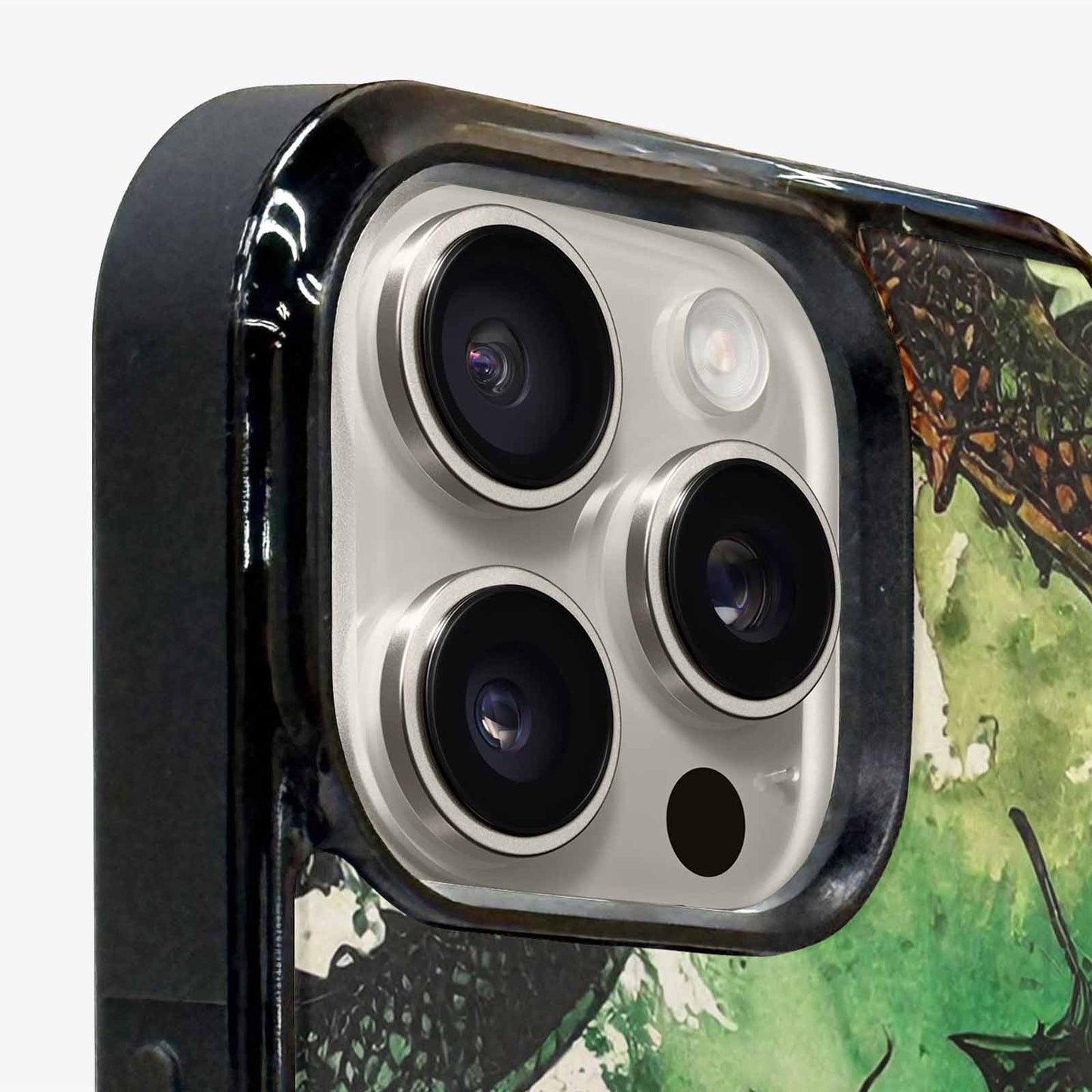 iPhone 16 Pro Case — Dragon Scale Black Green Ink Dragons, Custom Designed Case Cover
